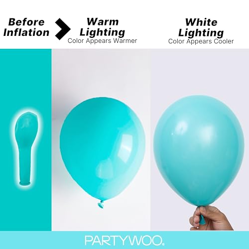 Image of PartyWoo Teal Balloons 100pcs Different Sizes Pack of 18 12 10 5 Inch Turquoise Dark Teal Balloon Arch Kit for Baby Shower Gender Reveal Graduation Mermaid Birthday Pool Party Decorations Blue-Y69