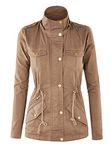 Made By Johnny Women's Casual Military Anorak Jacket Safari Utility - Lightweight Detachable Hoodie2