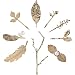 9 Pack Gold Vintage Retro Minimalist Fancy Feather Branch Leaf Flower Metal Hair Clip Snap Barrette Claw Clamp Bobby Pin Alligator Hairclips Wedding Party Hair Decorations Accessories for Women Ladies