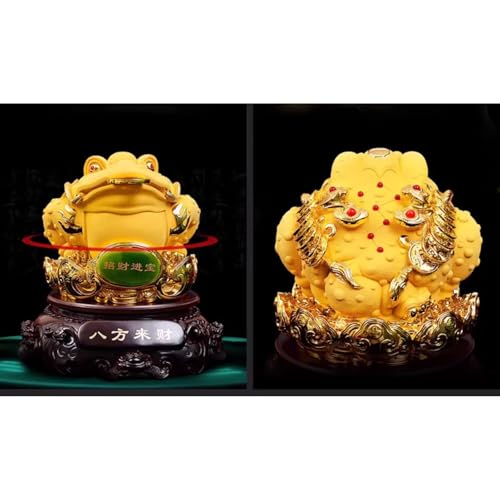 Crapaud doré en résine Feng Shui 21 cm pour décoration asiatique