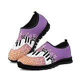 Howilath Art Piano Music Notes Slip on Shoes for Men Casual Loafers Running Sneakers, Breathable No Laces House Shoes with Anti-Slip Sole