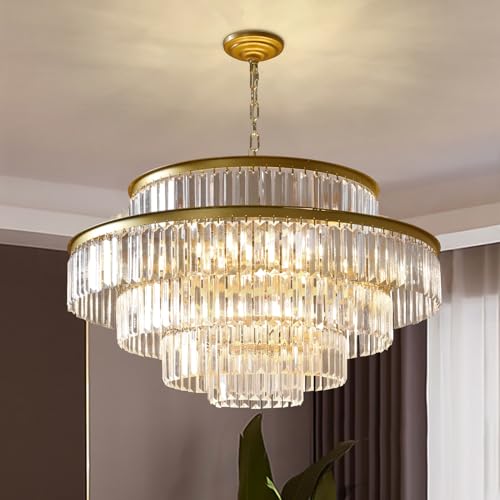 Depuley 16-Light Transparent Crystal Chandelier,Modern Semi Flush Mount Luxury...