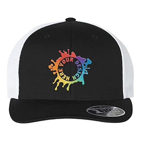 Mato & Hash Custom Embroidered Hat Your Logo Here Trucker Flexfit 110M Black/White Cover