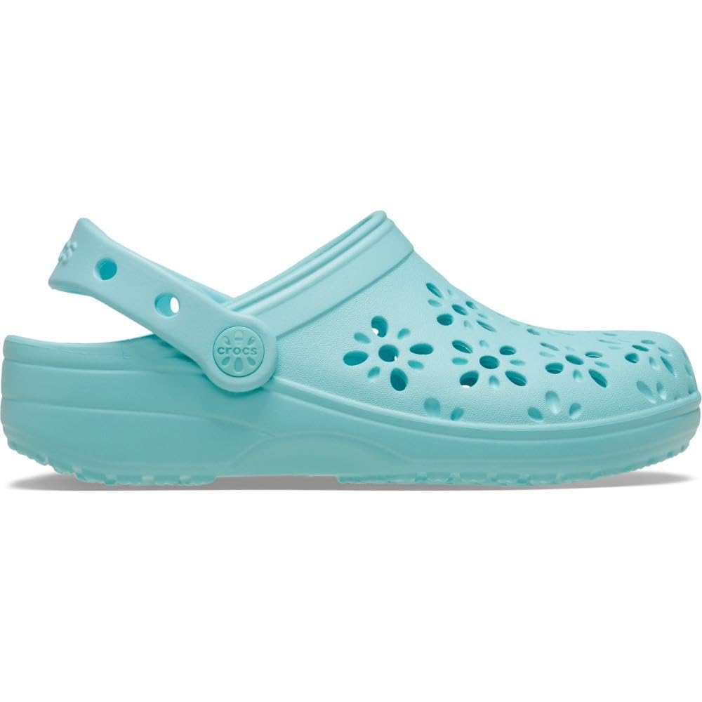 Crocs Unisex Kids Clog, Classic Floral Cut Out Clog K, Aquamarine, 11 UK Child