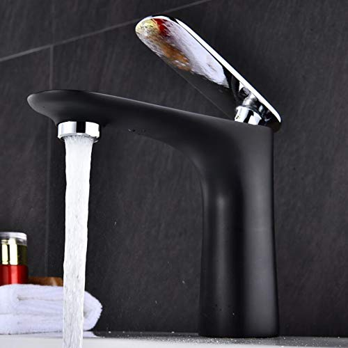 Grifos de lavabo de diseño para renovar el baño con mezclador negro mate de latón