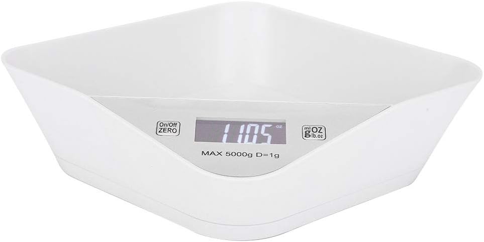 ABS White Pet Smart Feeder Weighing Food Feeding Drinking Bowl for Cats Dogs General