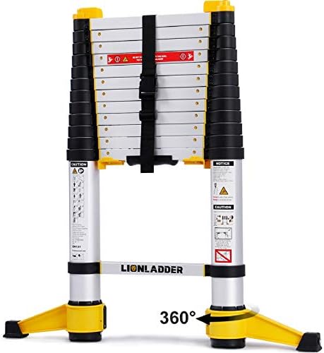 Lionladder 9.5FT EN131-6 Certified Telescoping Ladder, One-Button Retraction, Pro Aluminum Ladder, 330 Lbs Capacity,2019 Design