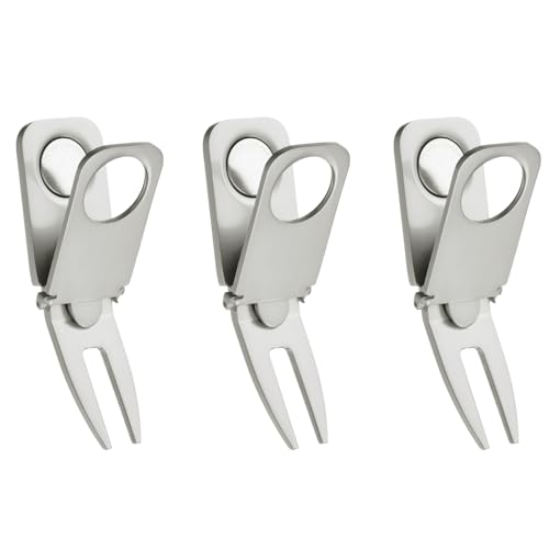 Golf divot outil magnétique en argent lot de 3 pièces idée cadeau homme