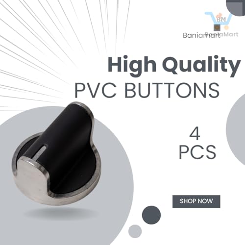 Image of Gas Stove PVC Knobs Set | Plastic Gas Stove Knob Set | Manual Ignition Buttons, Compatible with All Gas Chulhas | Silver, Set of 4
