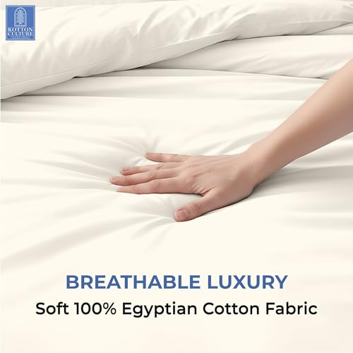 Kotton Culture 1 Pc Duvet Cover King Size-100% Egyptian Cotton 600 Thread Count Ultra Soft Premium Durable Comforter Cover Zipper Closure & Corner Ties - (Ivory, 104" X 94") by Kotton Culture - Used condition - Image 3