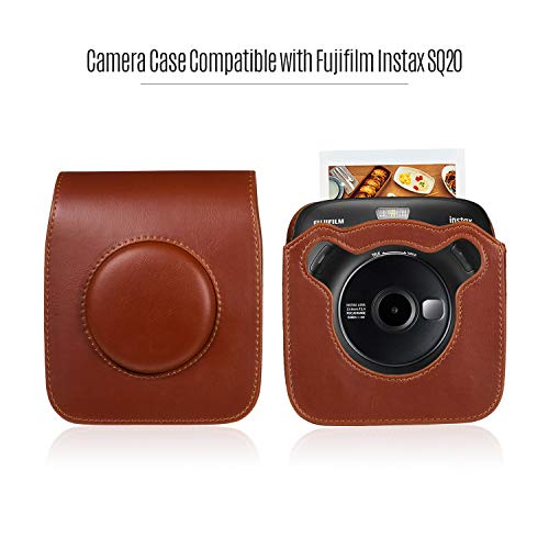 Andoer Bolsa para câmera de couro PU com alça de ombro compatível com câmera instantânea Fujifilm Fu