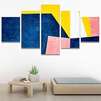 SIGNWIN 5 Panel Canvas Wall Art Modern Art Abstract Closeup Geometric Lights Mixed Media Modern Multicolor for Home Decorations Ready to Hang - 60