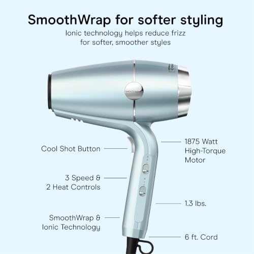 Conair SmoothWrap Ionic Hair Dryer, Diffuser & Concentrator, 1875W, Mint - image 4
