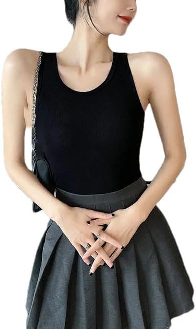 Hgvcfcv Womens Round Neck Undershirt Solid Camisole Lightweight Sweater Casual Tank Top