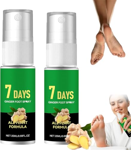 7 Days Feet Lot de 2 sprays nourrissants pour callosités au gingembre Formule à action rapide, doux pour tous les types de peau, élimine les peaux mortes, les pieds secs et rugueux et les talons
