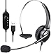 Produktbild USB Headset mit Mikrofon Noise Cancelling & Audio Controls, Stereo PC Kopfhörer für Business Skype UC Lync Softphone Call Center Office Computer, klarere Stimme, super leicht, ultra bequem