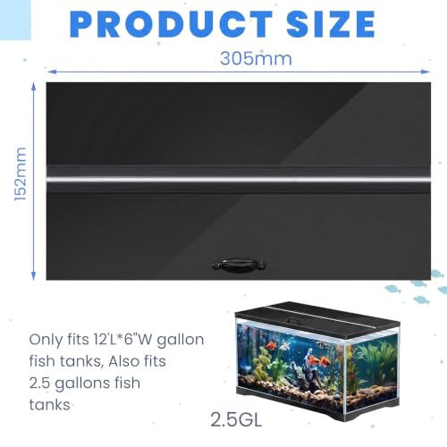 Image of Sieral Aquarium Polycarbonate Canopy Set 12 x 6 x 0.12 Inch for 2.5 Gallon Without Center Brace Aquariums Cover Fish Tank Lid with a Hook Knife, Black