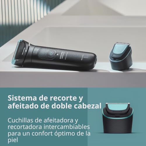 Afeitadora corporal masculina Philips Norelco 7000 impermeable con cabezal de triple protección 6