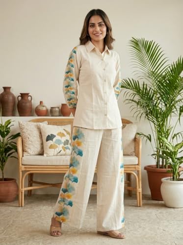 Image of Co Ord Set for Women Stylish Card Set Dress for Women Trendy Top with Plazo Pant Ladies Coord Outfit Modern Wear for Travel Office Casual Look Premium Two Piece Clothing Style