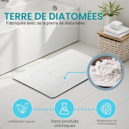 Tapis de bain diatomite pierre rigide blanc gris de luxe - 4