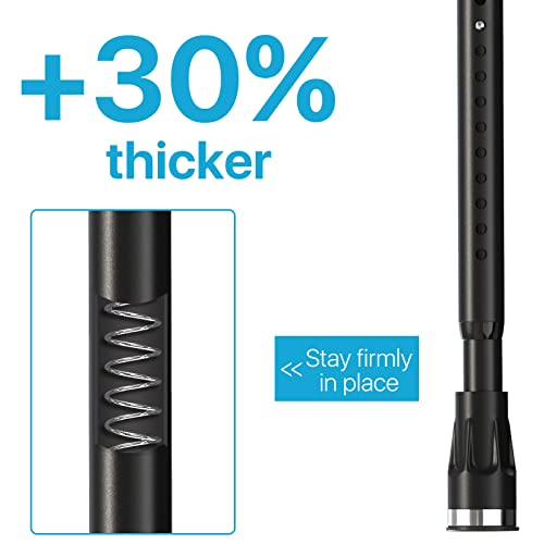 Black Shower Curtain Rod, 42-70 inch Adjustable Shower Rod Tension No Drill for Bathroom, Never Fall Shower Rod Wall Mounted, Rust Proof, Black