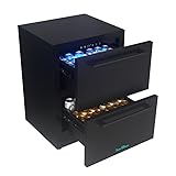 Iceblue 24 Inch Under Counter Drawer Fridge, Wine Fridge, Stainless Steel Freestanding Beverage Refrigerator, 34~50℉ Fast Cooling Wine Refrigerator for Home, Bar, Gift (Black)