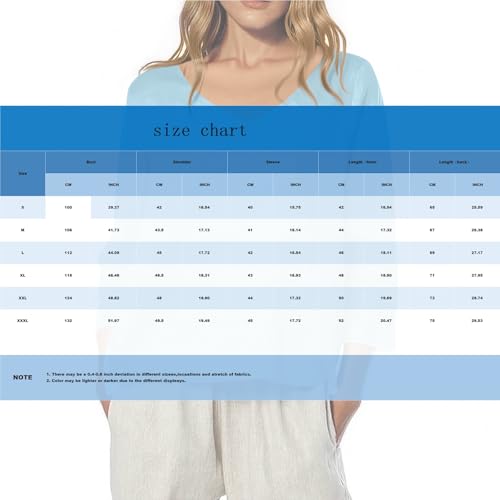 Summer Tops for Women V Neck 3/4 Length Sleeve Tops Cute Fall Linen Floral Print Shirts Western 3/4 Sleeve Blouses3