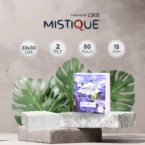 Image of MISTIQUE 2 Ply 50 Pulls Tissue Paper Napkin (Pack of 6) | Soft and Highly Absorbent | Sheet Size (33 * 33 cm)