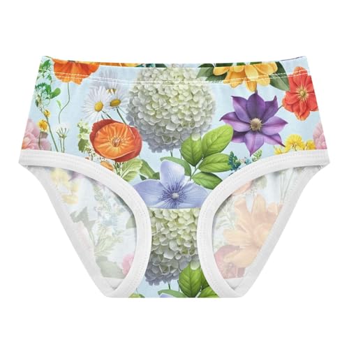 Vibrant Flowers Colors Roses Blue Girls Underwear Toddlers 2t Cotton Little Girl Panties Colorful Underpants Briefs