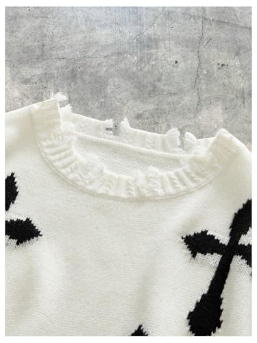 Men's Goth Ripped Sweater Vest Streetwear Cross Graphic Sleeveless Knit Tops3