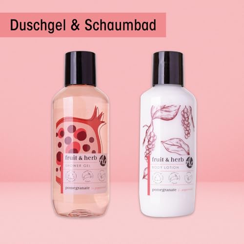 Accentra - Set de ducha para mujer Fruit & Herb en bonita cesta de regalo, 4 piezas, set de baño regalo con gel de ducha, loción corporal, exfoliante y sales de baño – Idea de regalo afrutada - imagen 5
