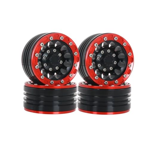 RC�z�C�[���n�u For Axial For Scx10 For Wraith For Trx4 D90 90048 90018 1/10 4�� �A���~���� 1.9�C���` �r�[�h���b�N�z�C�[������ RC�J�[�p�[�c(Red)