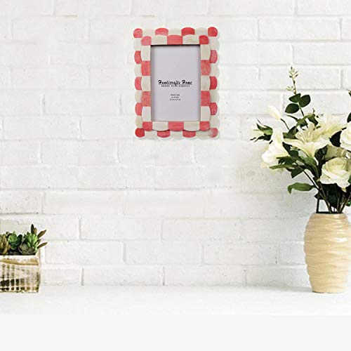 Handicrafts Home Photo Picture Frame - 4" X 6" Handmade Gift Photo Frames - Red & White #TOP1