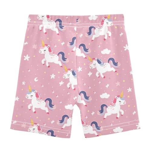 Pink Cartoon Unicorn Print Girls Shorts Elastic Waist Sports Shorts Girls Leggings Pants for 4-10 Years2