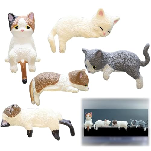 YDDXAQHB 5pcs Cartoon Cat Resin Monitor & Car Screen Decor