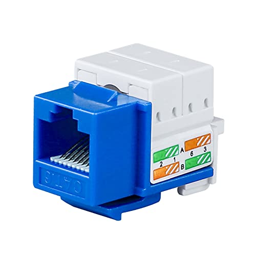 Iwillink (20 Packs) Cat6 Keystone Jack RJ45 Keystone Jack, UTP Modular Ethernet Jack Insert 90-Degree, Punch Down Keystone Jack Adapter, Blue