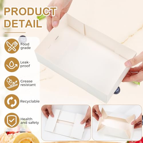 Image of Chinco 100 Pieces Paperboard Kraft Food Trays 4 Corner Pop up Food Tray Disposable Foldable Cardboard Movie Night Snack Party Container Box for Holding Drink at Stadiums or Theaters (White)