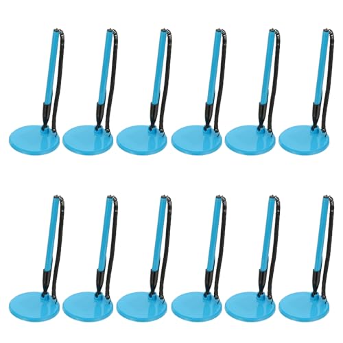 PATIKIL 12 Stylos Sécurisés avec Chaîne Adhésive Bleu Clair pour Fourniture