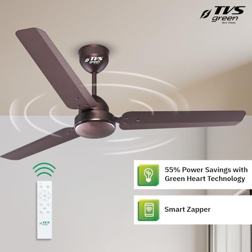 Image of Remote Controlled 1200MM Mini Champ | BEE 5 star Rated Energy Efficient Ceiling Fan | Advanced Green Heart BLDC Technology | 3 Years Brand Warranty | Baker Brown