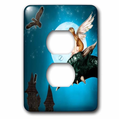 Fairy dragon fantasy avec lune et hiboux cache-prise double - 2