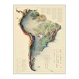 Muir Way South America 1950 Shaded Relief Map - Flat 2D Paper Print - Shaded 3D Illusion - Gallery Quality Fine Art Paper & Inks - 100% Cotton & Acid-Free - Made in USA -24” x 32” 2D Print -No Frame