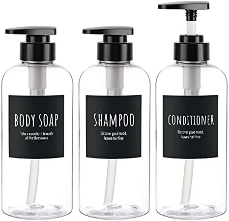 16.9oz Shampoo and Conditioner Bottles, Segbeauty 3pcs 500ml Refillable Shampoo Bottles for Shower, Shower Bottles Refillable, Large Empty Plastic Bathroom Soap Lotion Shampoo Dispenser with Pump