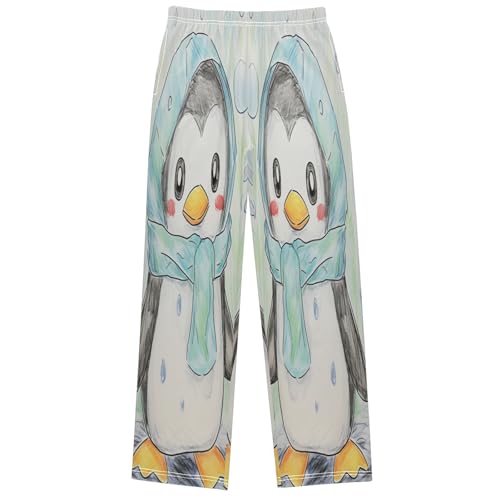 Boy's Pants Cartoon Penguin Jogger Pants Elastic Waist Long Bottoms Trousers with Pockets 6-14 Years