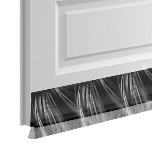 VEGCOO 100cm Isolation Phonique Porte, Joint Brosse Autocollant Découpé avec 1 Chiffon de Couleur Aléatoire pour Fenêtres Portes (Noir)