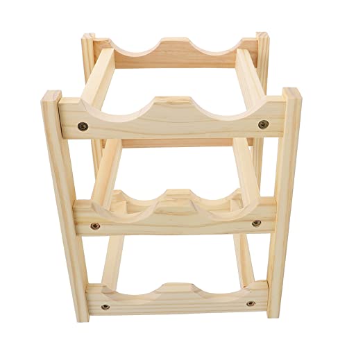Soporte para botellas de vino de madera natural miniatura 1