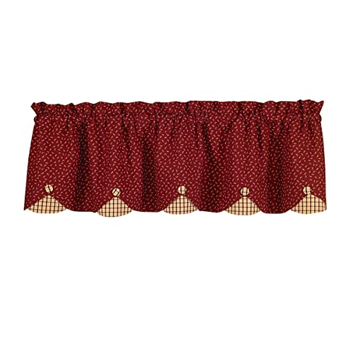 Park Designs Red Apple Jack Lined Scallop Valance - 58