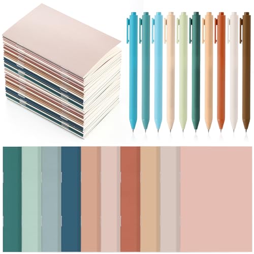 Eaasty 20 Set Mini Notebooks with Ballpoint Pens Bulk Back to School Gift Small Pocket Notepads Composition Journals and Pens for School Supplies Writing Notebooks(Healing Series Color)