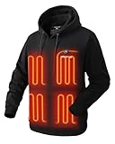 Venustas Unisex Pullover Heated Hoodie with Battery Included, Heated Sweatshirt for Men and Women Black