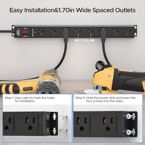 Crst JUG020 8 Outlet Metal Heavy Duty Power Strip, 2100J Power Strip Surge Protector thumb #4