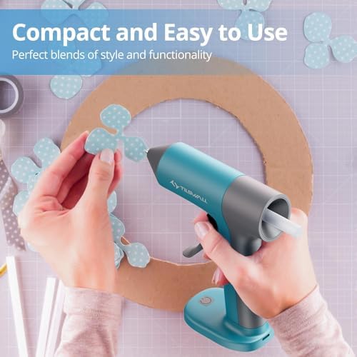 Tilswall Cordless Hot Glue Applicator Kit with Hot Glue Sticks, 30s Fast Preheat, USB-C Rechargeable Glue Applicator Cordless Design, Mini Hot Glue Applicator for DIY Crafts, Home Repairs (Blue) — view 2